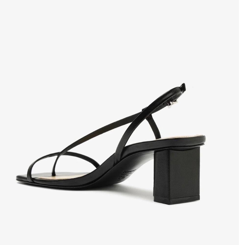 Schultz Heloise Mid Block Black Leather Sandals S… - image 3
